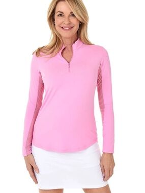 ICIKULS Women’s solid Long Sleeve UPF50+Sun Shirt-Candy Pink-Large